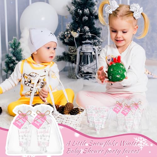 48 Sets Baby Shower Hand Cream Party Favors for Guests Christmas Hand Cream Gift Bulk Travel Size Lotion Set for Wedding Christmas(Snowflake)