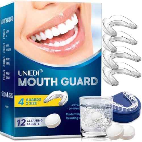 Mouth Guard for Grinding Teeth at Night: Custom Fit Moldable Mouthguards for Clenching and Bruxism Protection - Nighttime Sleeping Guards for Adults with 12 Cleaning Tablets