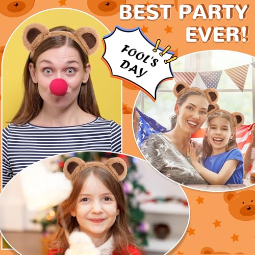 Brown Bear Ears Headband Party Headwear Makeup Face Washing Hairband Cute Animal Hair Bands Festival Cosplay Costume Decoration Hair Hoops for Women Girls Christmas