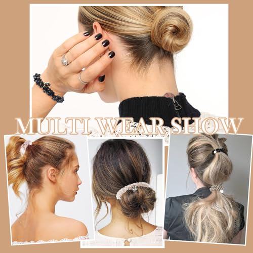AHONEY 9 Count Hair Ties Elastic Hair Scrunchies Hold Crystal Bulk Hair Ropes Stretchy Handmade Boho Hair Accessories for Women Girls