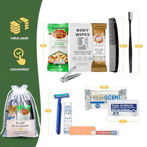 Homeless Care Package (5 Count) ? Complete Hygiene Kits for Homeless Includes Food, Socks, First Aid and Personal Care Items ? Ideal Homeless Blessing Bag for Outreach and Charity