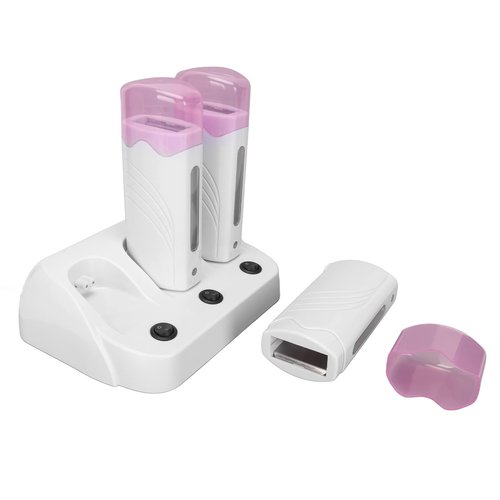 Yosoo 3PCS Epilator Machine Set Portable Electric Hair Removal Wax Epilator Machine Kit for Travel Waxing Kits Roll on Cartridge, Hair Removal for Women and Men Waxing
