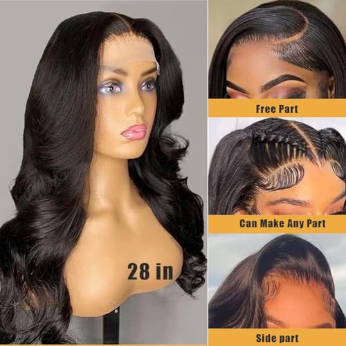 Body Wave Lace Front Wigs Human Hair Wide Lace 180 Density Human Hair Wigs 13x4 Human Hair Lace Front Wigs Pre Plucked 20 Inches Natural Color