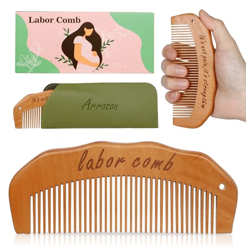 Arrozon Birth Comb for Women Labor, Wooden Labor comb Natural Labor and Delivery Essentials, Birthing Combs Hospital Bag Must Haves for Pregnant Women, Wood Comb Labor Gifts for Moms