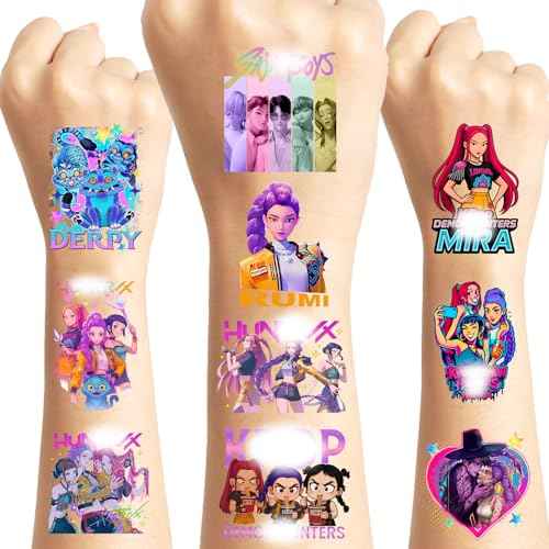 40Pcs Korean Idol Movie Temporary Tattoos,Removable Tattoo Stickers for Kids,Goodie Bag Stuffers Party Supplies Birthday Decoration Gifts