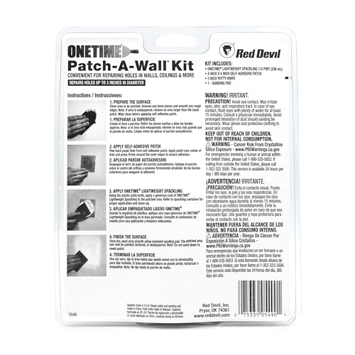 Red Devil 0549 ONETIME Lightweight Spackling Patch-A-Wall Kit, 1/2 Pint, Made in USA