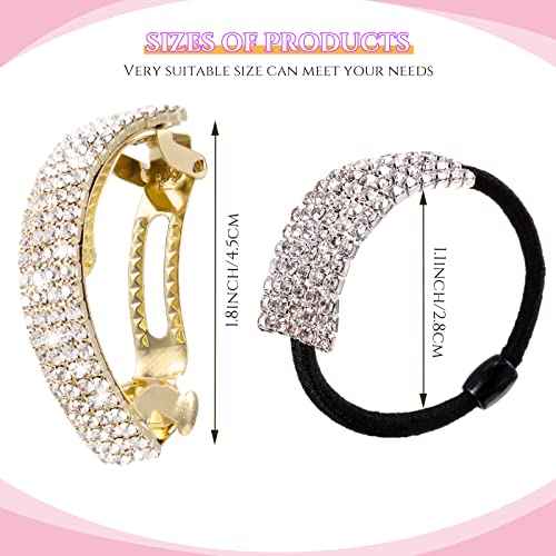 Rhinestone Barrette Glitter Hair Tie Metal Spring Bling Hair Clip Crystal Ponytail Holder Headband Christmas Gift Women Wedding Accessories Birthday Mother's Valentine's Day