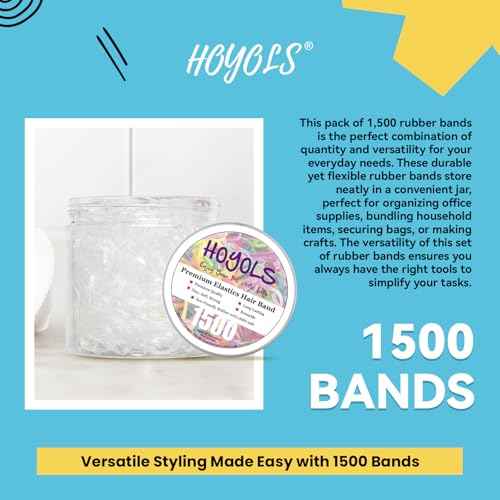 HOYOLS Clear Elastic Hair Rubber Bands, 1500pcs Mini Small Clear Ponytail Elastics Holders for Blond Kids Girls Hair No Crease Damage No Hurt 1 Inch TPU