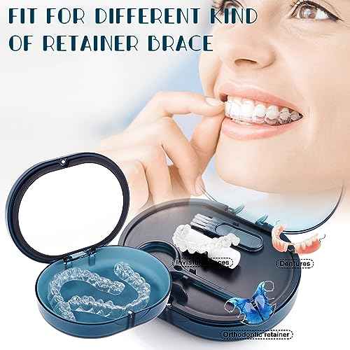 New Double-layer Retainer Storage Case with Belt Chewing,Removal Tool,Cleaning Brush,Built in Mirror Orthodontic Retainer Case