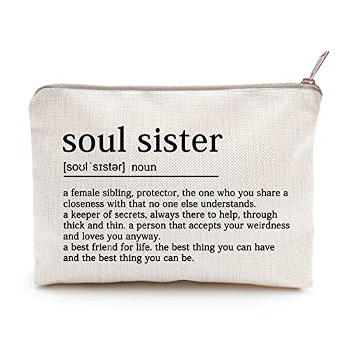 Soul Sister Makeup Case Gifts for Sister Cosmetic Bag Best Friend Toiletry Bag Gift Motivation Quotes Sister Birthday Gift (Soul Sister)