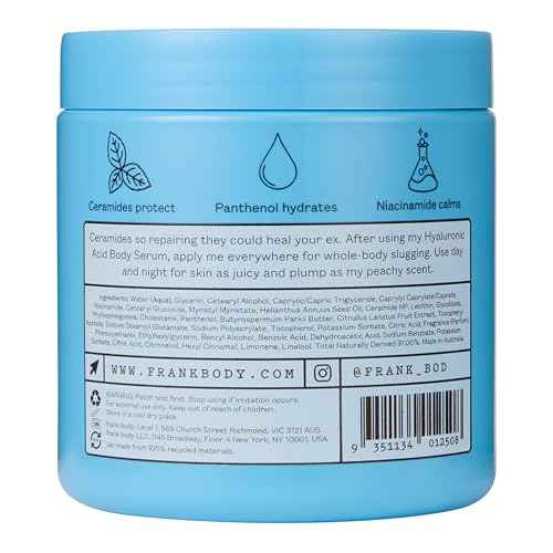 frank body Barrier Body Cream | Deep Hydration for Dry, Itchy, Reactive Skin with Ceramides, Panthenol & Niacinamide | Vegan, Cruelty Free | Peach Scent | 7.77 oz / 230 ml