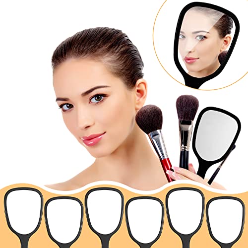 60 Pcs 7.08 x 3.14 Inch Hand Handheld Mirror with Handle Plastic Compact Travel Makeup Cosmetic Mirror Small Personal Portable Hand Held Mirror for Home Vanity Camping (Black)