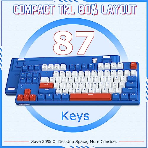 AJAZZ 75% Mechanical Gaming Keyboard,Non-Backlit Wireless Gaming Keyboard Dual Modes BT5.0/2.4G,MX Switch Hot Swappable with Detachable Frame,Compact TKL Keyboard with OEM Keycaps for PC Win Mac Gamer
