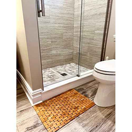 Mind Reader Bath Mat, Shower Mat, Bathtub Mat, Bathroom Accessory, Wood, Rayon from Bamboo, 23.5"L x 16.5"W x 0.4"H, Brown