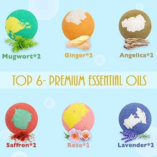 Foot Bath Bombs 12 Pack,Organic Foot Soak with Bath Salt,Foot Spa Bomb Rich Essential Oils for Dry Cracked, Athletes Foot, Stubborn Foot Odor Scent,Tired Sore Feet