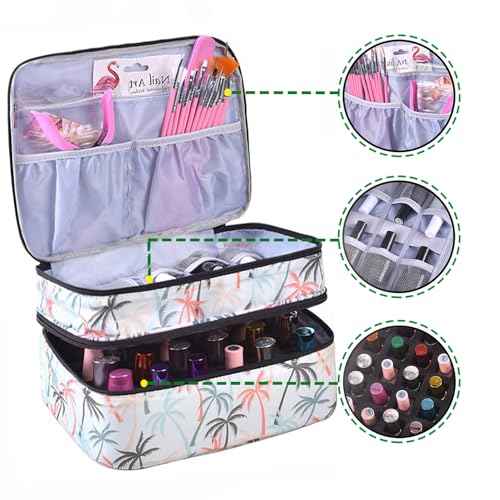 Nail Polish Carrying Case, Portable Nail Organizer with Handle, Double-layer Storage Bag for Nail Polish and Manicure Set