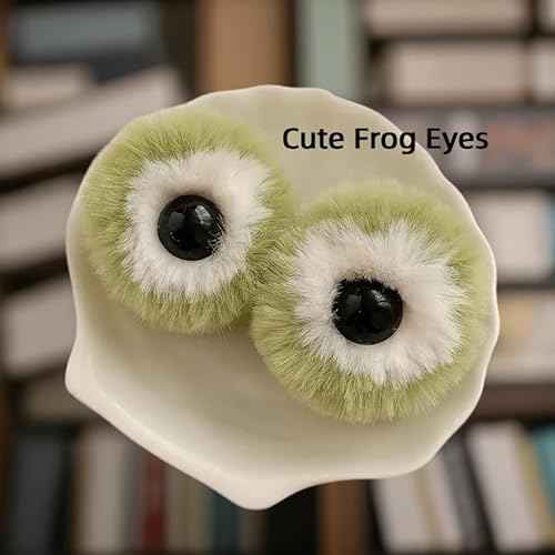 4pcs Cute Plush Cat Ear Hair Clips - Fluffy Dog Frog Cat Ears Claw Clips Soft Small Bangs Claw Clips, Green Black Fuzzy Animal Eyes Mini Hair Clips Accessories for Women Decoration