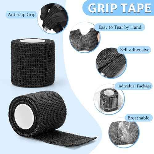200PCS Tattoo Pen Covers with Self-adhesive Strip 4PCS Tattoo Grip Wrap Bandages Tattoo Machine Bags Tattoo Supplies Accessories (Black, 200pcs Bags+4pcs Tape)