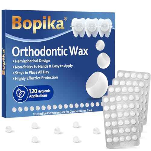 Bopika Orthodontic Wax for Braces Wax Dots 120 Individually Wrapped, Mint Flavored Dental Wax for Comfort & Protection