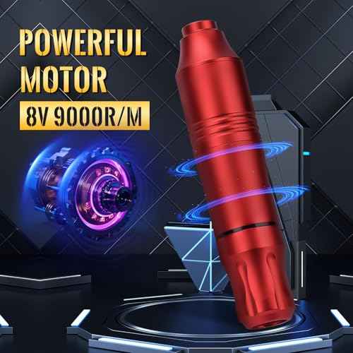 ATOMUS Tattoo Gun Machine Kit, Pen Style Tattoo Cartridge Machine with 14 Color 5ml Inks Power Supply 20pcs Tattoo Cartridge Needles Foot Pedal