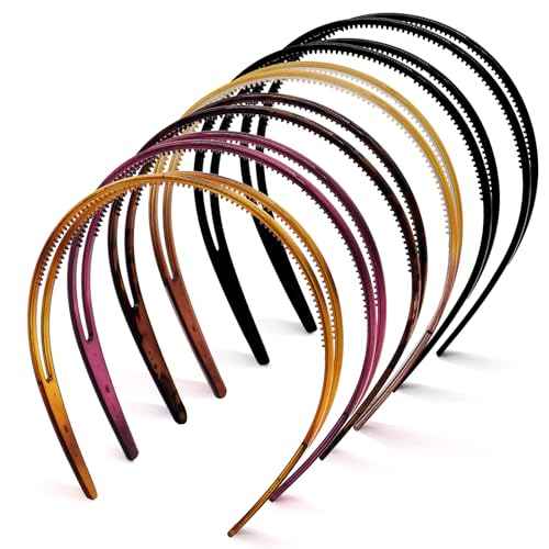 Plastic Headbands - 6 Pack Double Row Teeth Comb Headbands - Non-Slip Headband with Teeth Hair -Accessories for Women Girls - 5 Colors