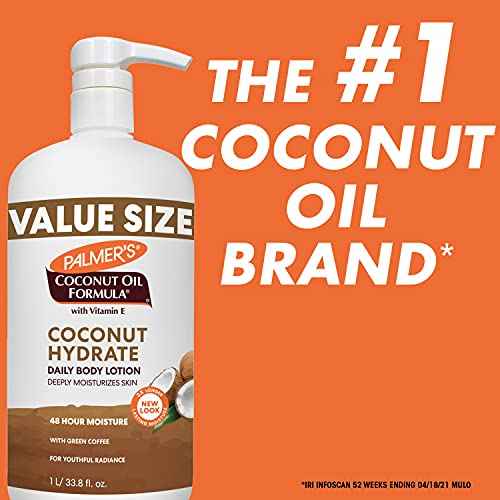 Palmer's Coconut Oil Formula Body Lotion for Dry Skin, Hand & Body Moisturizer with Green Coffee Extract & Vitamin E, Value Size Pump Bottle, 33.8 Fl Oz (Pack of 1)
