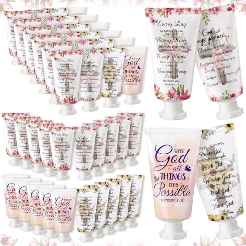 24 Pcs Christian Hand Cream Bulk Gifts for Women Bible Verse Lotion Scripture Travel Hand Lotion for Dry Cracked Bulk Christian Religious Gifts Christmas Small Gift for Mom Grandma Women (Cross Style)