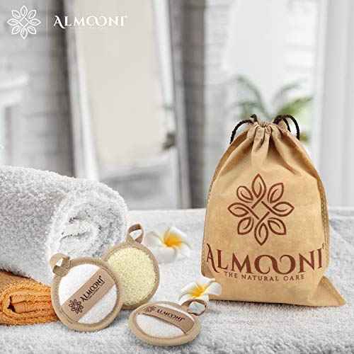 Almooni Natural Loofah Exfoliating Facial Scrubber, Made with Natural Egyptian Shower Loofah Sponge, Bath Shower Loofah Sponge for Women and Men, for Face That Gets You Clean - 6 Count (1 Pack)