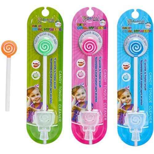 Kids Tongue Scraper or Cleaner Set ? Pack of 4 BPA-Free Plastic Dental Scrapers Helps Freshen Bad Breath, Remove Gunk ? Multicolored with Easy-to-Grasp Handles and Brush Covers by 55Dental, Ages 2+