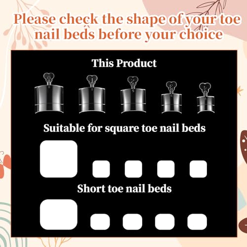 240 Pcs Square Toe Nail Press Ons French Style Toe Tip Clear False Fake Toenail Matte Full Cover Pre-shape Extension Tips Squoval Fake Toes Nails for Faster Toes Nail Extension Kit Home DIY Art Salon