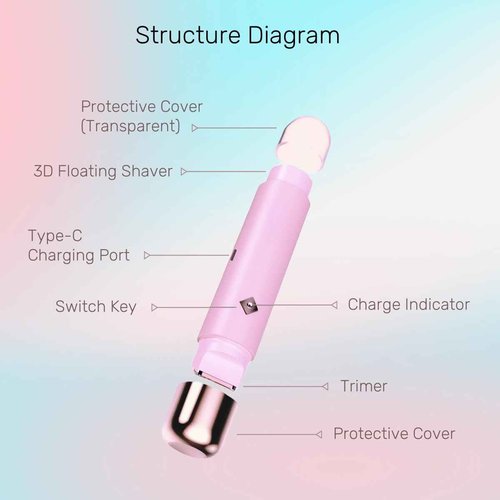 NEXZON Women Electric Shaver, 2 in 1 Dual Head Bikini Trimmer for Women, Waterproof Wet & Dry Use, Body Hair Trimmer and Facial Hair Remover, for Bikini line Underarm Leg arm Body face