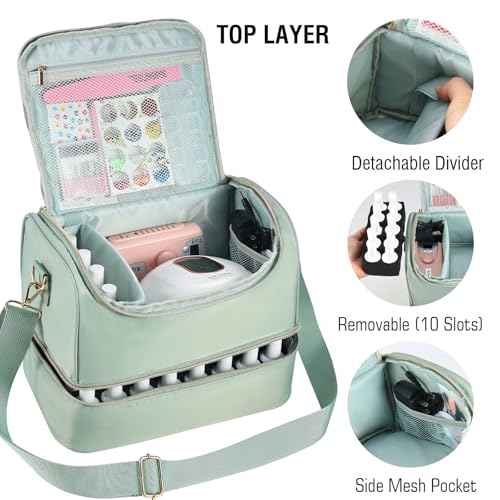 Nail Polish Organizer Case,Nail Storage Organizer Holds Nail Lamp & 50 Bottles Nail Polish,Travel Nail Tech Case,Waterproof Nail Kit Organizer Bag Fits Nail Supplies & Manicure Tools (Green)