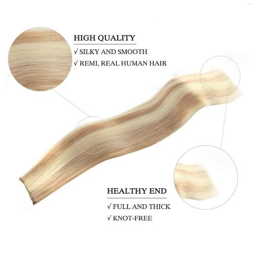 Sassina Wire Human Hair Extensions, 16 Inch 100 Grams Highlight Dark Dirty Blonde Mixed with Ash Blonde Remy Wire Hair Extensions Real Human Hair with Miracle Wire Straight Hairpiece