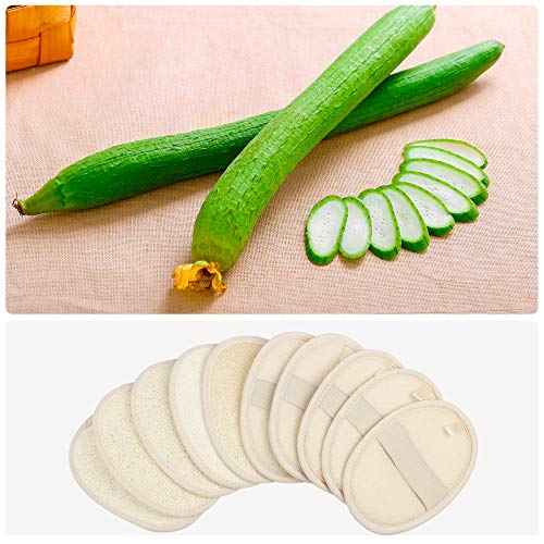 10-Pack Exfoliating Loofah Sponge Pads - Natural Luffa & Terry Cloth, Body Scrubbers for Shower & Bath Mooerca 1
