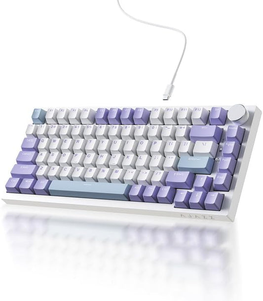 Ajazz AK820 75% Wired Gasket Mechanical Gaming Keyboard with Volume Knob - South Facing LED - PBT Keycaps - Programmable RGB Hot Swap Keyboard