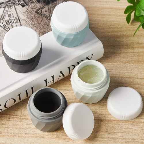 Travel Containers for Toiletries, Premium Cosmetic Silicone Cream Jars, TSA Approved Leak-Proof Refillable Travel Size Toiletries with Clear Bag for Cosmetic Face Body Cream (Gray)