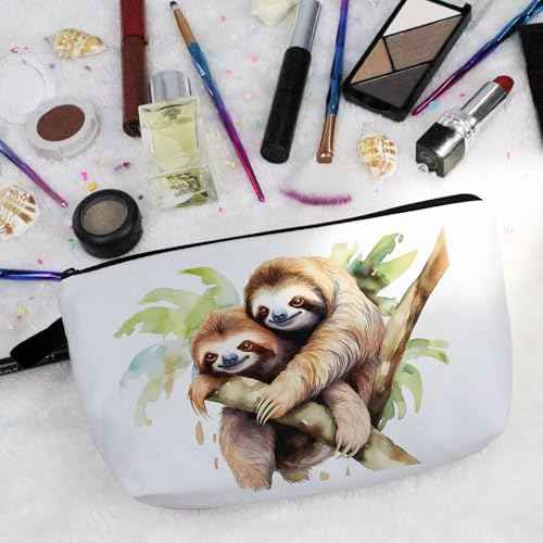 Lovely Sloth Makeup Bag Cute Small Organizer Zipper Pouch Lovely Sloth Cosmetic Bag Birthday Present for Women Friends