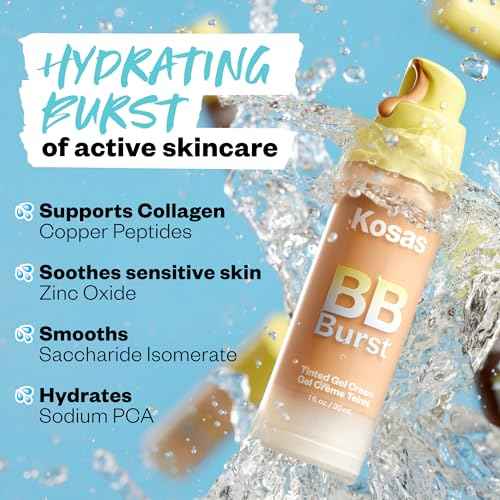 Kosas BB Burst Tinted Face Gel Cream - Supports Healthy Collagen, Smoothes Skin, Hydrates & Moisturizes - Lightweight Buildable Coverage - Light Neutral 12, (1 Oz/30 ML)