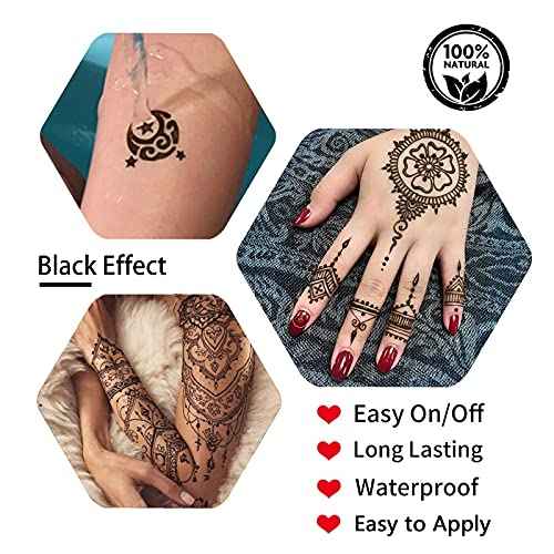 Temporary Tattoos Kits, wumawu Semi Permanent Tattoos, DIY Fake Freckles Temporary Tattoos for Women Men Kids Party,Summer Trend hand Ink with 78 Pcs Tattoo Stencils,Jagua Gel - Full Kit 5 Bottles