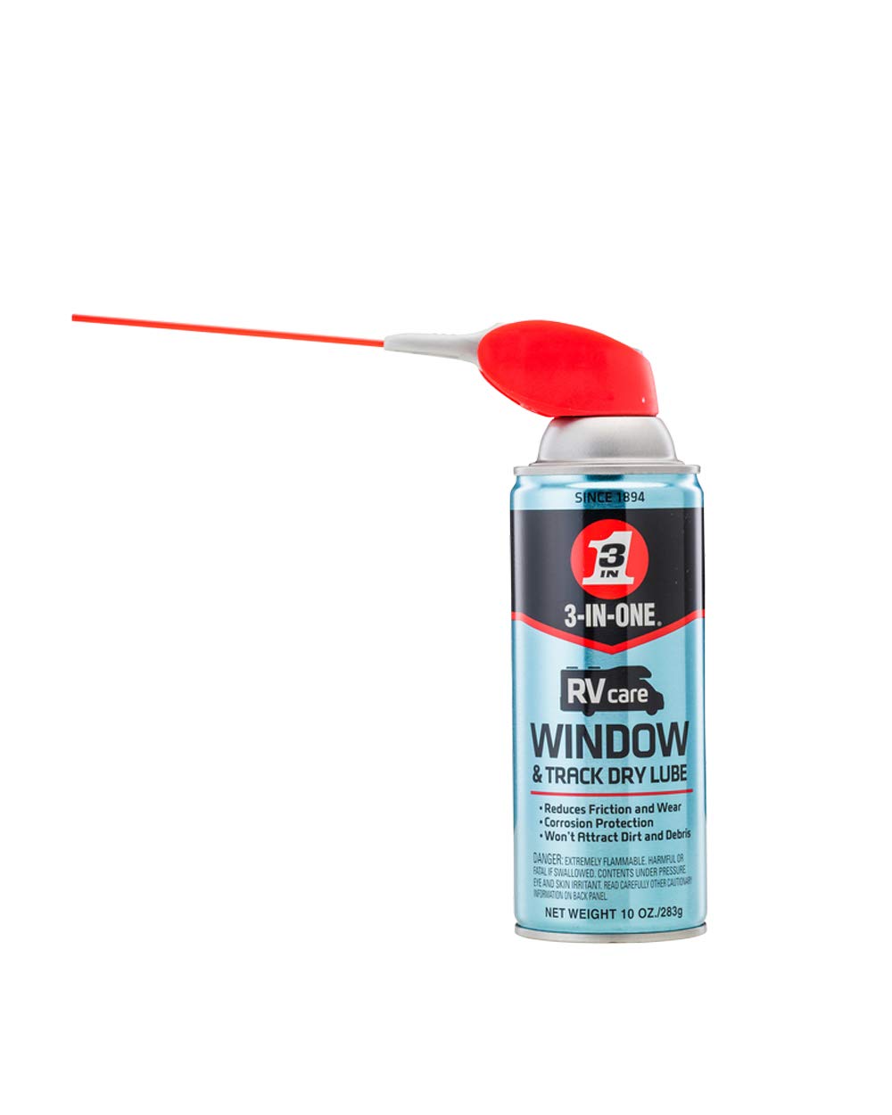 3-IN-ONE RVcare Window & Track Dry Lube with SMART STRAW SPRAYS 2 WAYS, 10 OZ [6-Pack]
