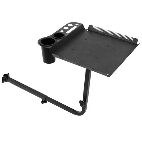 BFECGDXT Salon Tray Attached to Chair, 360° Swivel Adjustable Black Salon Chair Tray with Hair Separator, Metal Barber Chairs Tray for Tattoo Tools, Make-ups and Spa