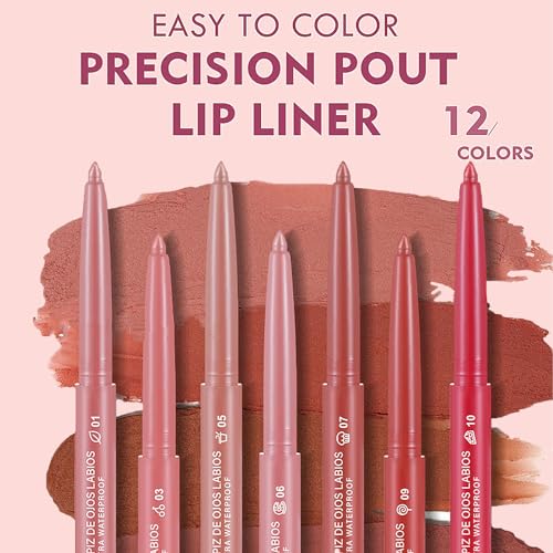 12 Colors Lip Liner Combo, Matte Lipstick Lip Liner Set, long-lasting Lip Pencil Waterproof & Non-Stick Cup, Smooth Texture High Pigmented Natural Lip Pen Makeup Gift
