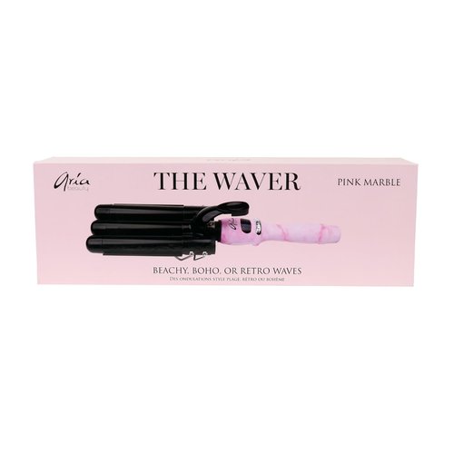 Aria Beauty The Waver - Hair Waver Tool for Beachy Boho and 90’s Hollywood Glam Waves - Suitable for All Hair Types - Pink Marble - 1 pc