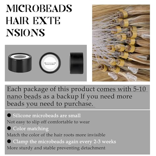 Microlink Hair Extensions Human Hair Microbead 100% Remy Hair #60/7 Chocolate Brown Mix Caramel Blonde 22inch 40G MicroLoop Extensions Real Human Hair Blonde Natural Look & Salon Quality