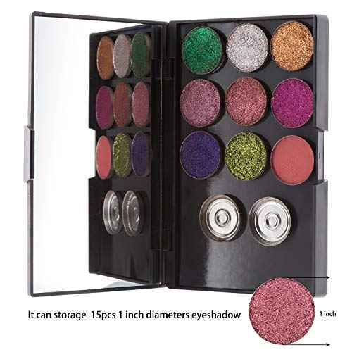 Allwon Empty Magnetic Plastic Eyeshadow Makeup Palette with 15Pcs Adhesive Empty Palette Metal Stickers for Eyeshadow Lipstick Blush Powder