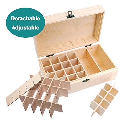 Pure Vie Essential Oil Wooden Storage Box Travel Display Presentation, Holds 36 Bottles for 5, 10, 15ml - Aromatherapy Organizer Nail Polish Fragrance Container - Keep Your Oils Safe & Space Saver