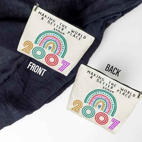 18th Birthday Gifts for Girls Cosmetic Bags, 2007 Happy 18th Birthday Decorations for Teen Girls Makeup Bag, 18 Year Old Girl Gifts for Daughter, Sister, Granddaughter (2007)