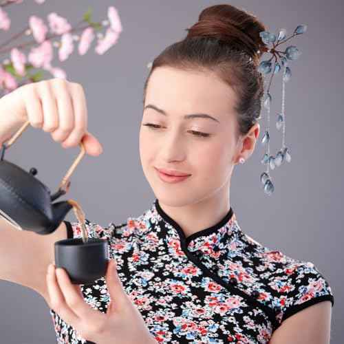 Chinese Hair Stick for Buns Flower Metal Hair Chopsticks for Women and Girls Chinese Hanfu Costume Retro Fancy Headpieces Accessories
