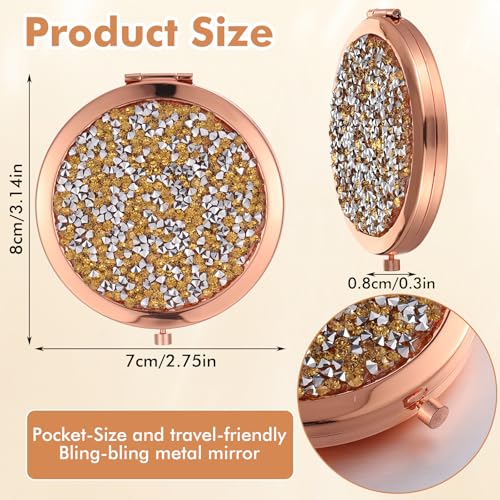 12 Pcs Small Compact Folding Pocket Makeup Mirror - Round Hand Held Mirror with 1X/2X Magnification for Women Girls Travel