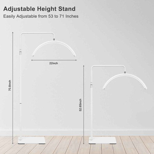 ebrlaxin Half Moon Light - 22 inch LED Lash Lamp for Eyelash Extensions for Tattoo Artists, Nail Tech, Esthetician - Cool, Warm Lamp with Adjustable Brightness & Height (White)